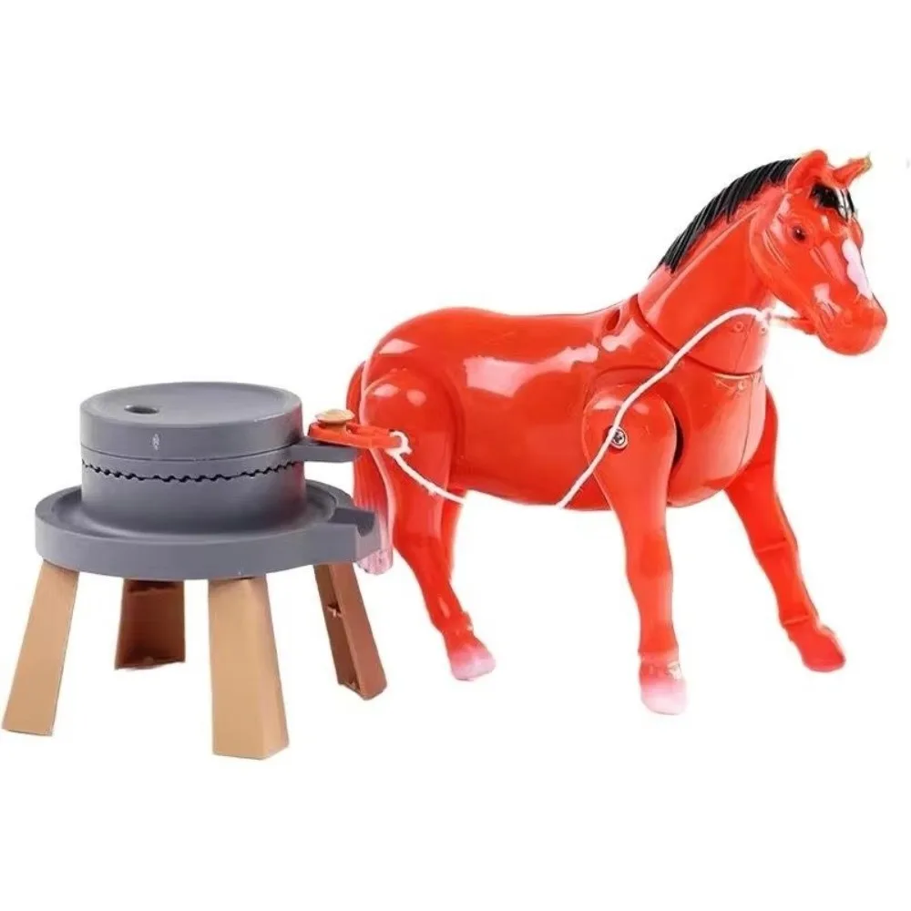Funny Plastic Horse Circling Anxiety Relief Mini Sensory Pulling Milling Cart Rotating Simulation Animal Simulation Kid
