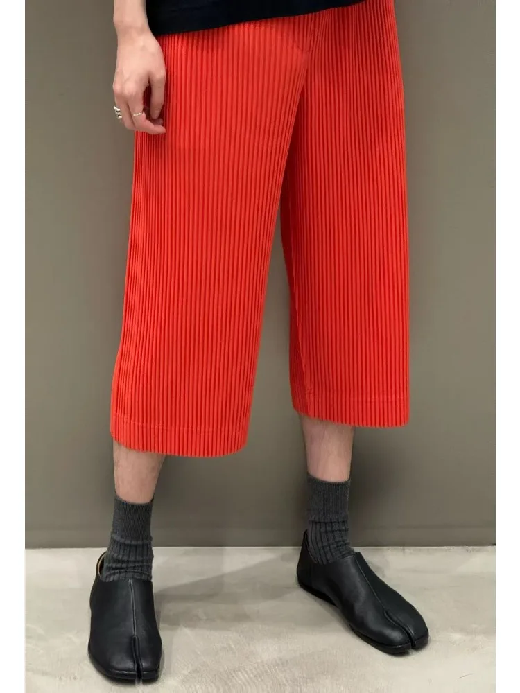 

Miyake плиссированные мужские брюки японские свободные прямые укороченные брюки модные уличные трендовые повседневные брюки мужская одежда