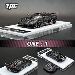 TPC In Stock 1:64 ONE 1 Pink Gold Carbon Fiber Hood Stripe Openable Hood Diecast Diorama Car Model Toy