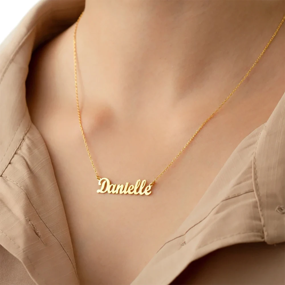 Custom Name Necklace Personalized Fashion Stainless Steel Metal Necklace Simple Style Women\'s Jewelry Couple Birthday Gift