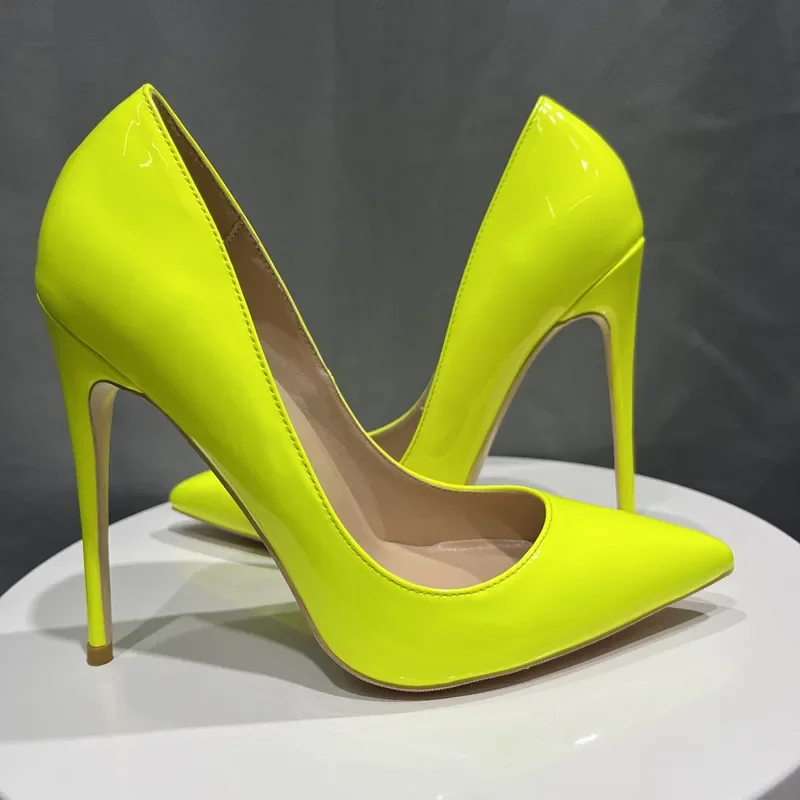 Heelgoo Green Patent Woman Sexy Pointy Toe Super High Heel Shoes Slip On Elegant Chic Stiletto Pumps for Party Customize 33-46