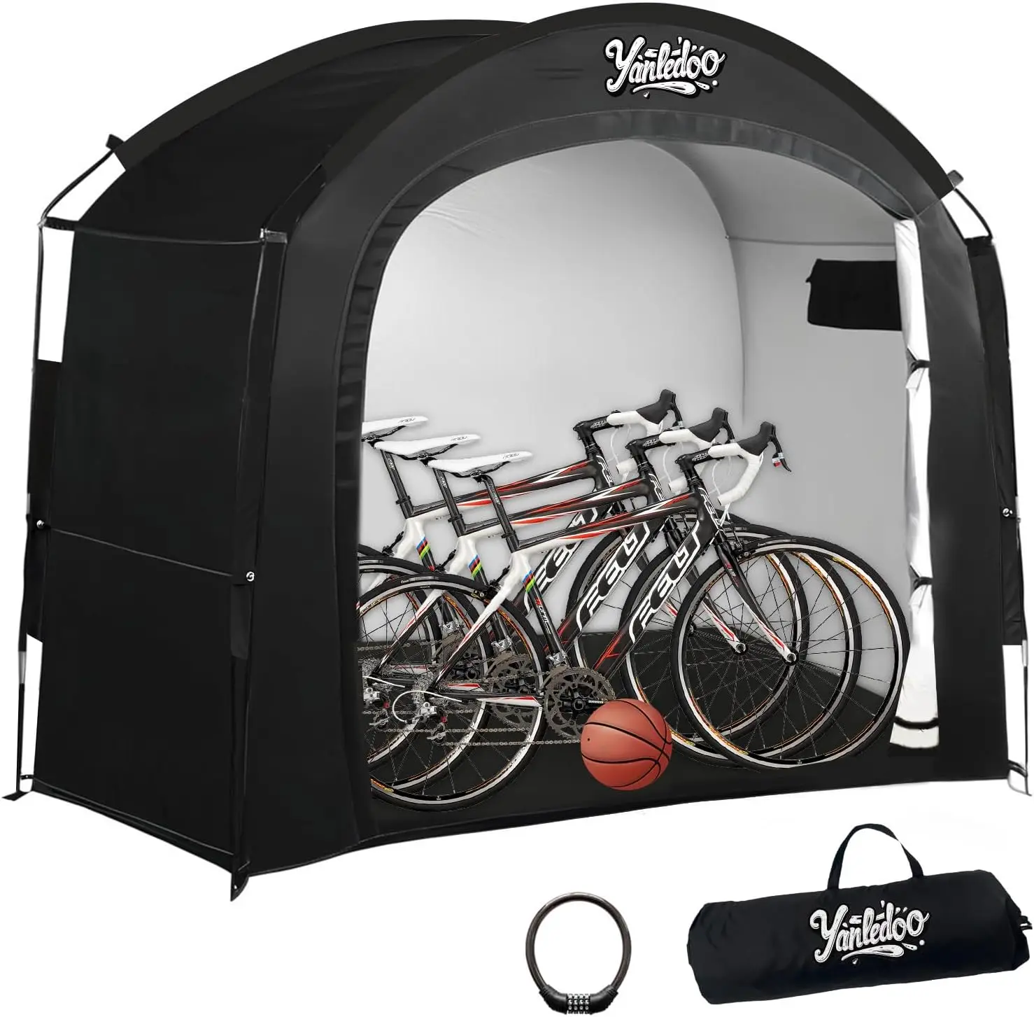 

Outdoor Bike Storage Tent with Waterproof Fabric, Fits 2-5 Bikes, Easy Setup for Garden and Motorcycle Protection