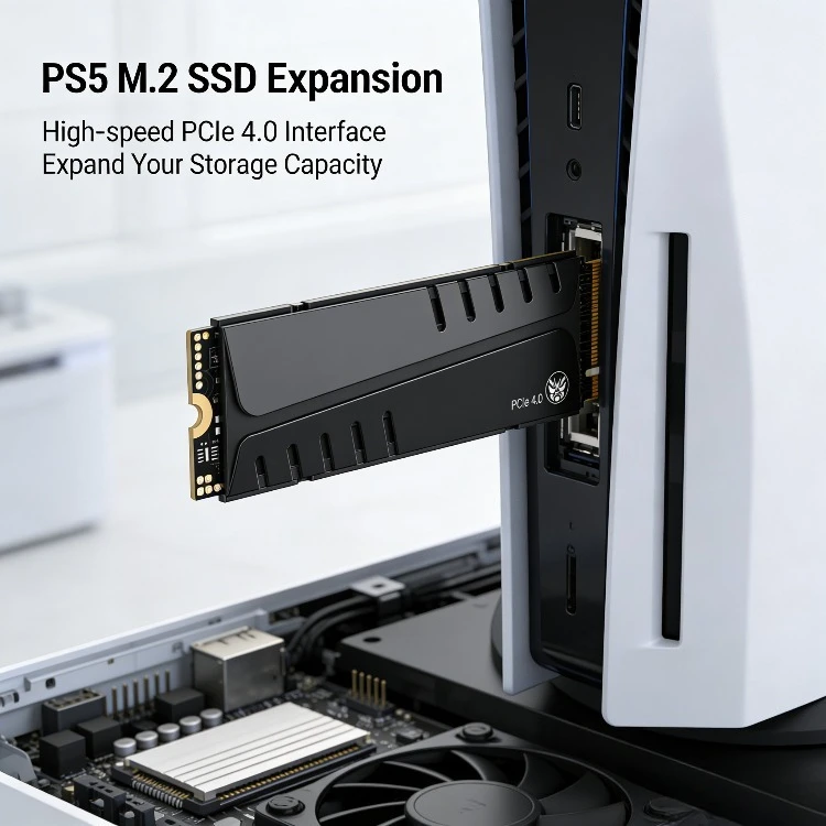 

SSD-накопитель S770 4 ТБ NVMe M.2 для PS5 — с радиатором охлаждения и оперативной памятью DRAM, скорость до 7300 МБ/с, PCIe 4.0, подходит для расширения памяти PS5