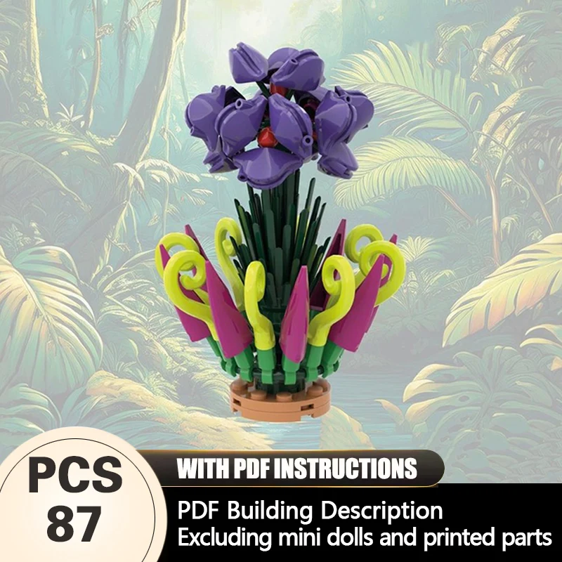 

Creators Plant Series Model MOC Building Bricks Purple Plant Modular Technology Gifts Holiday Assemble Children Toys Suit