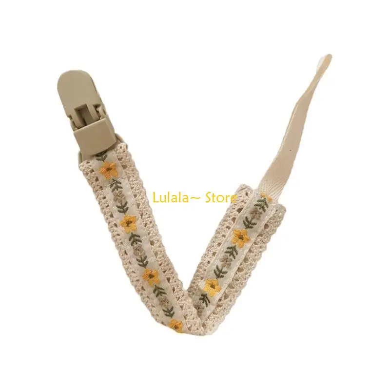 Y4QA Ethnic Embroidered Pacifier Chain Pacifier Holder for Easy Access & Security