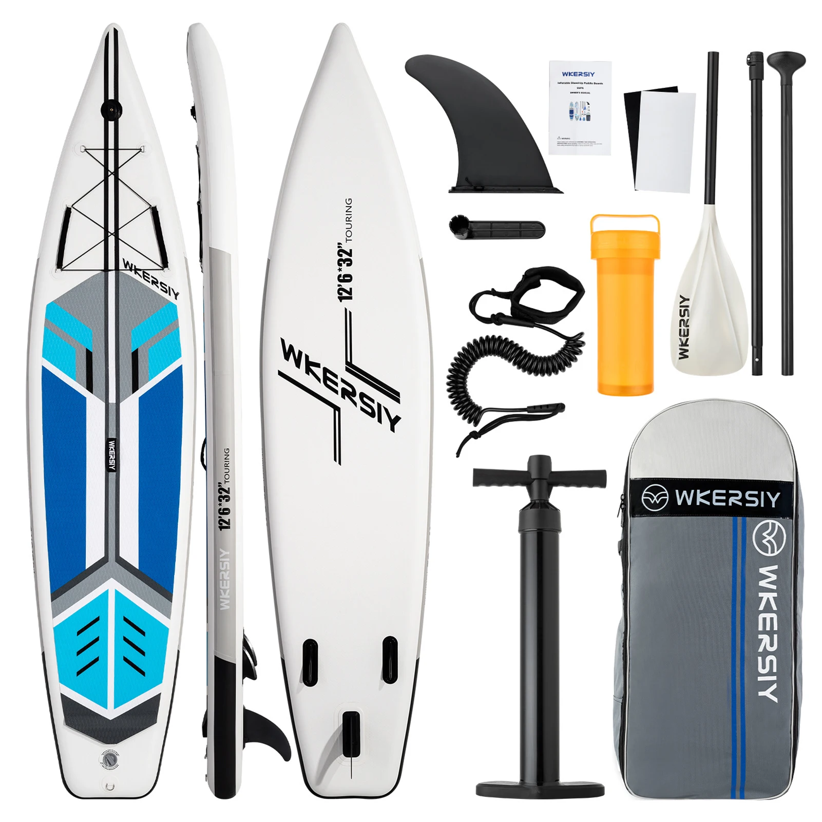 Inflatable Stand Up SUP Board 6 In Thick SUP Surfboard with Paddleboard Surf Fin Coiled Leash Inflator Pump and Carry Bag