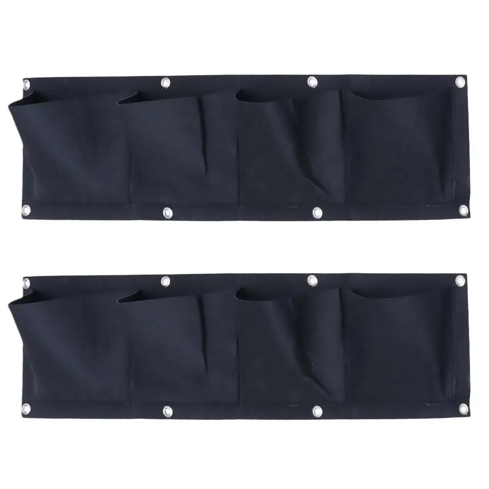 

2Pcs Wall Hanging Garden Black Grow Vegetable Flowers Succulent Multi Pockets Vertical Planter Baskets Space Saving