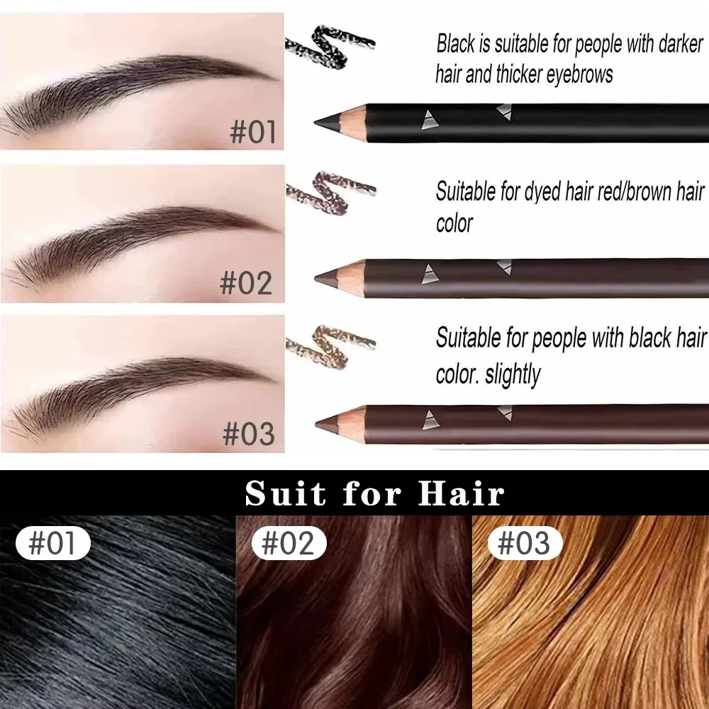 6/12Pcs Augenbraue Bleistift Wasserdicht Professionelle Frauen Augen Make-Up Stift Einfache Farbe Natürliche Schwarz Braun Kosmetische Schönheit augenbraue Werkzeug – Detail 5