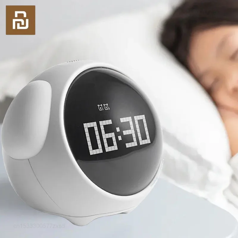 Youpin Cute Expression Alarm Clock Multi-function Digital Alarm Clocks Intelligence Voice Control LED Night Lights for Bedroom