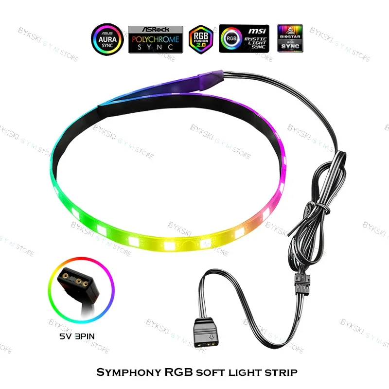 40CM RGB LED Lights Strip 5V A-RGB Flexible Soft Lamp Tape For PC Case Decoration Magnetic Suction