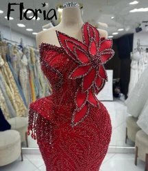 Floria Burgundy Sparkle Dubai Mermaid Evening Dress 2024 Sleeveless Long Prom Party Gowns Wedding Events Reception Night Gown