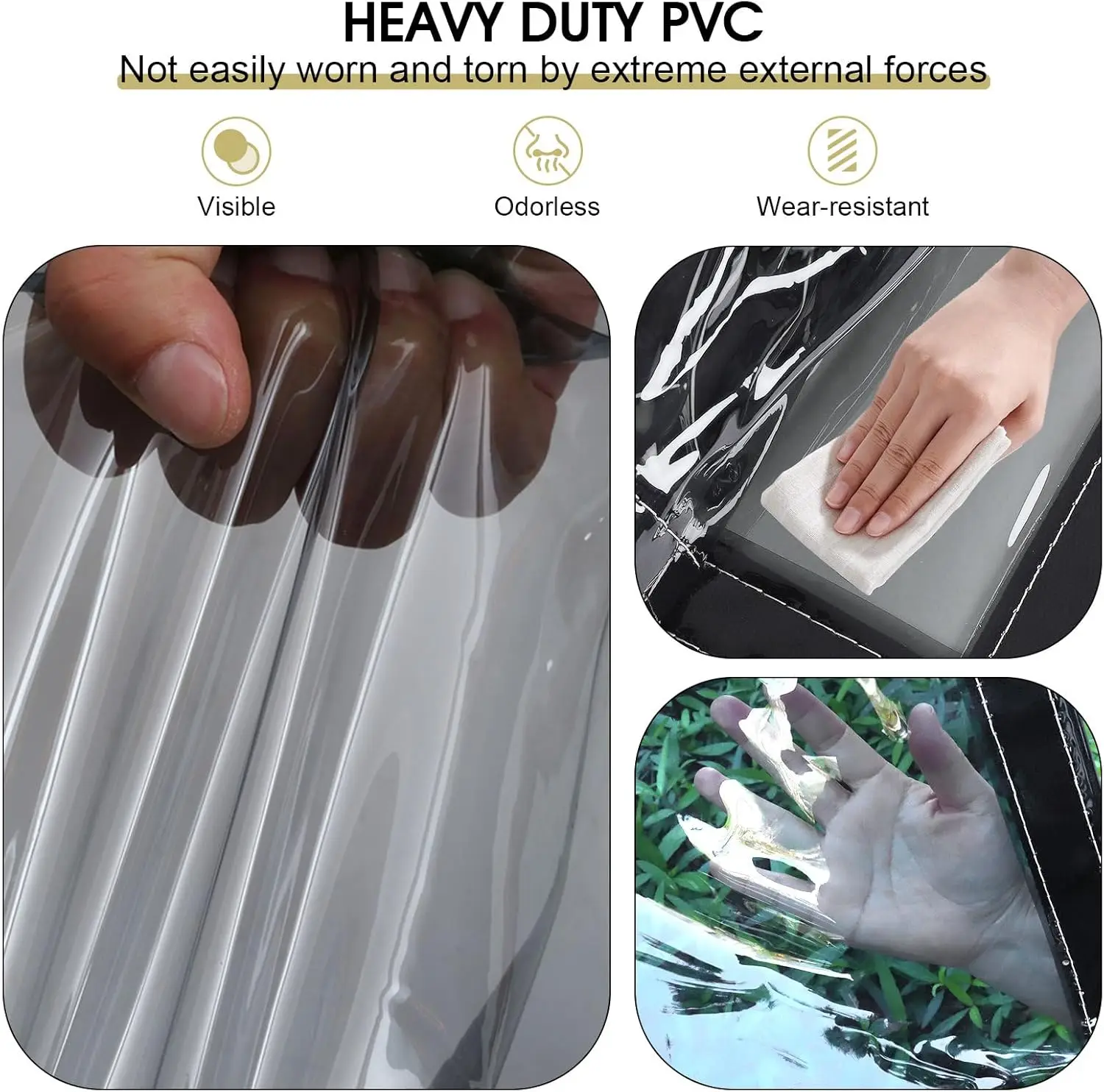 Sonnenschutz, wasserdichte Plane aus PVC mit Ösen, 400 g/m2, UV-Schutzplane für Pavillon, Garten, Balkon, Sichtschutz – Detail 5