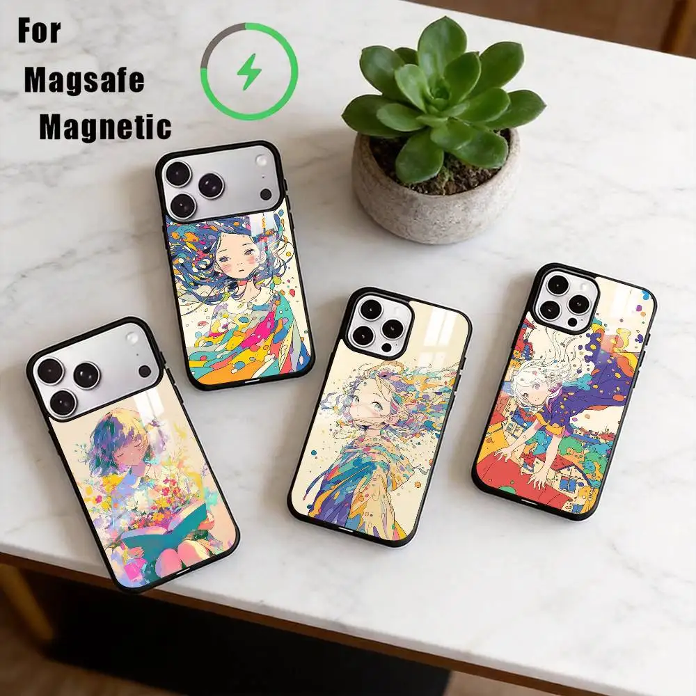 

C-Cartoon illustration Phone Case For iPhone17,16,15,14,13,12,11 Plus,Pro Magnetic For Magsafe Wireless Charging