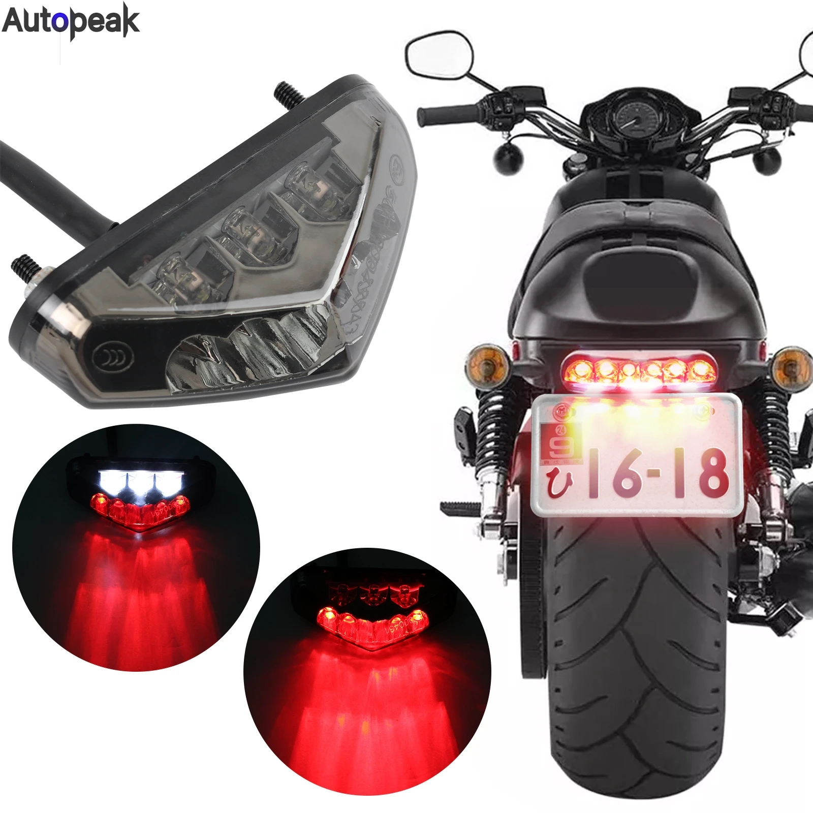 

Motorcycle LED Tail Light License Plate Light Rear Brake Stop Light Smoked Indicator Driving Running Lamp Motorcycle Accessories