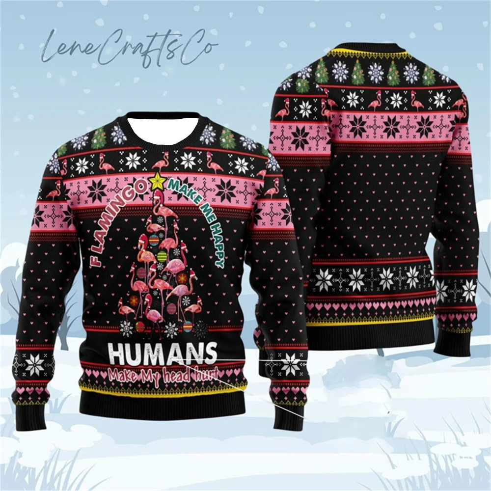 

2026 Christmas Flamingo Series Ugly Sweater Men Women Family Party Funny Pullover Sweatshirt Funny Santa Claus Humour Design