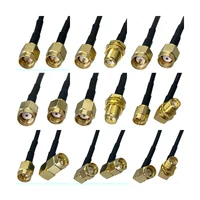 RG174 SMA a SMA RP SMA macho y conector hembra engarzado conector Coaxial RF de ángulo recto y recto Cable de puente Pigtail 4 pulgadas ~ 3M