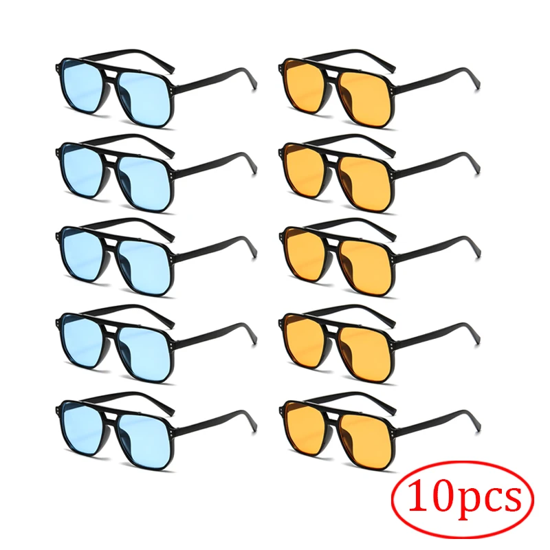 10pcs Combination Sunglasses Multi Piece Set Cross-Border Fashion Double Beam Sunglasses, Women And Men Beach Sunglasses