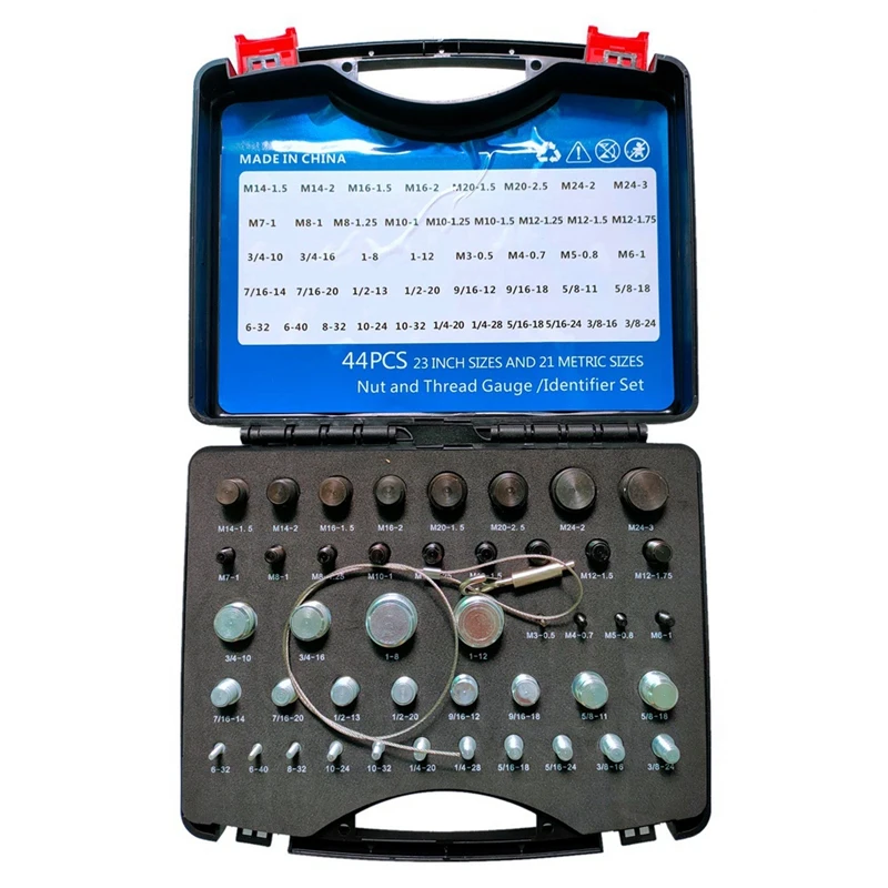 

Nut And Bolt Thread Check Thread Checker - Easy To Use - 44Pcs Male/Female Gauges