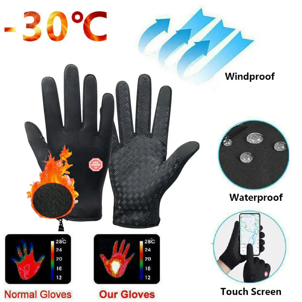 Reißverschluss-Handschuh, Winterhandschuhe für Herren, wasserdicht, winddicht, kalte Handschuhe, Snowboard, Motorrad, Reiten, Fahren, warmer Touchscreen