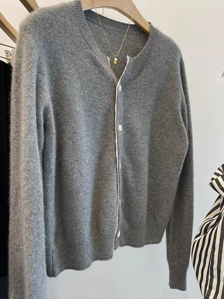 Cárdigan de punto coreano Sle Lace Splice redondo Ne Long Sve para mujer, abrigo, suéter de lana suave y cómodo para ir al trabajo