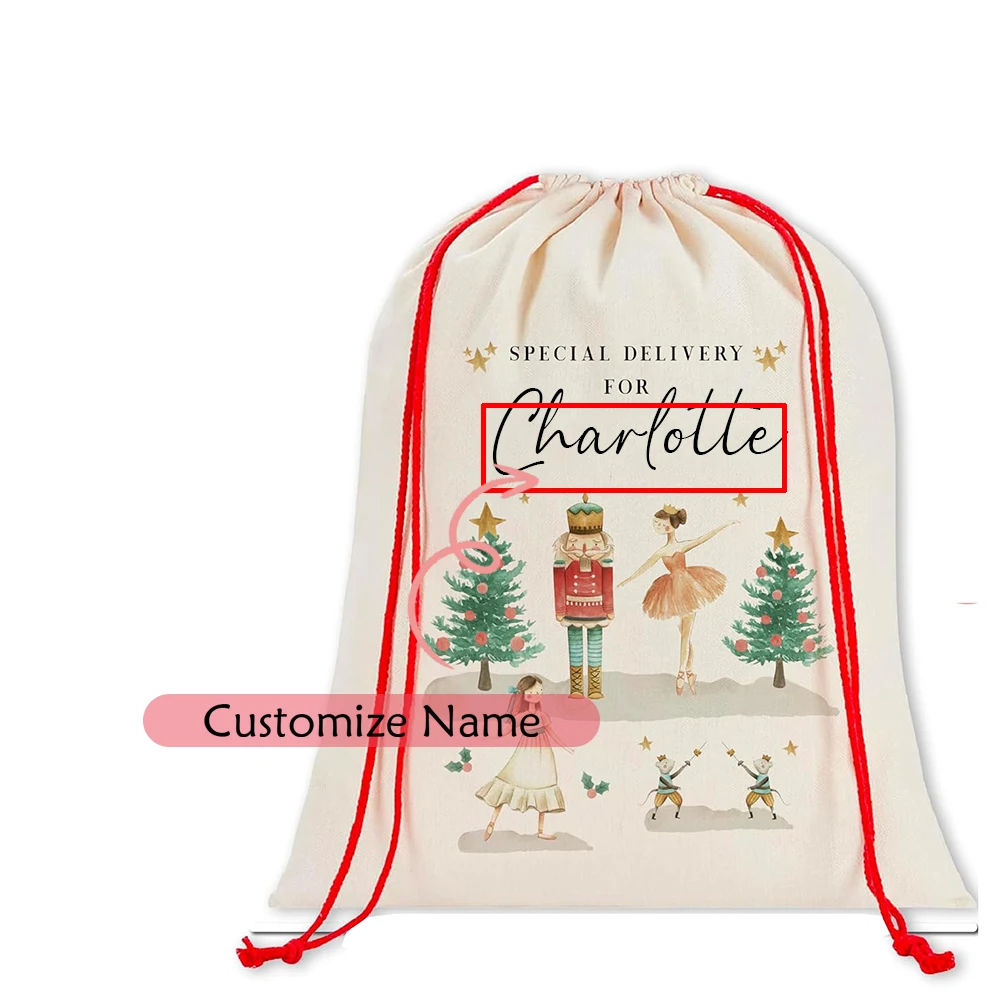 Personalizzato personalizzato personalizzato schiaccianoci ballerina calza santa sack kid boy girl merry Christmas Eve holiday present gift Xmas bag