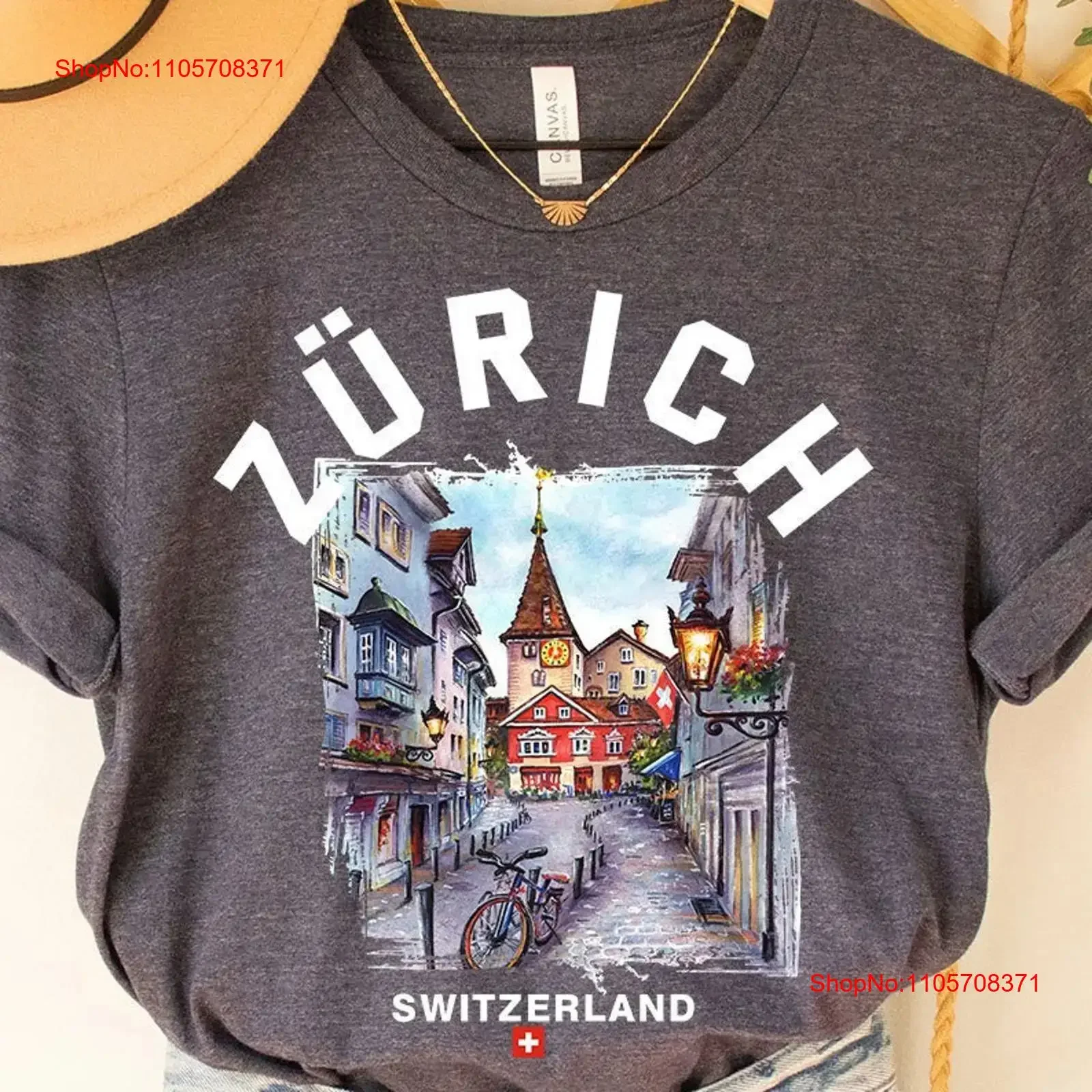 Zurich T Shirt Switzerland s Birthday Swiss Flag vintage Washed fashion Top For Everyday Wear Breathable streetwear Slightly