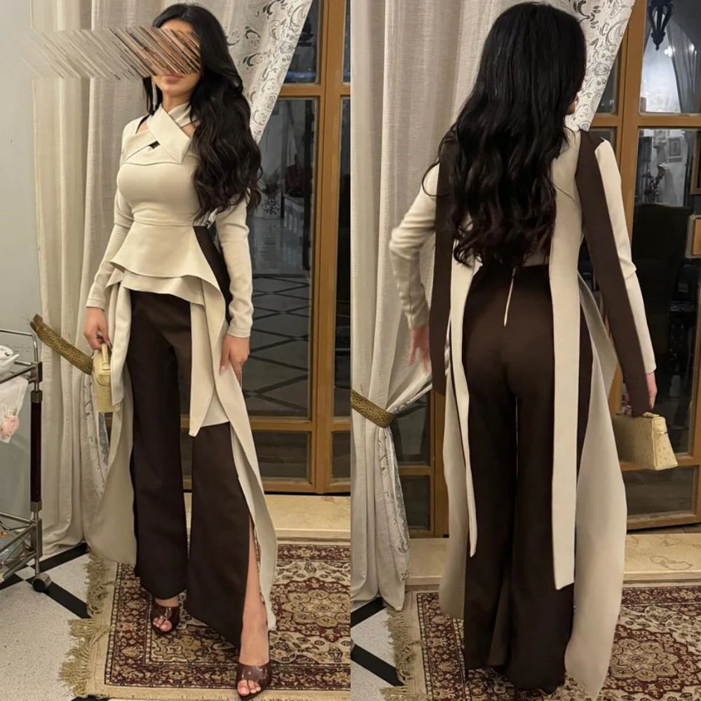 

Customized Formal Jersey Evening Dress Simple Contrast Color Prom Dresses Sparkly Long Sleeves Special Occasion Gowns