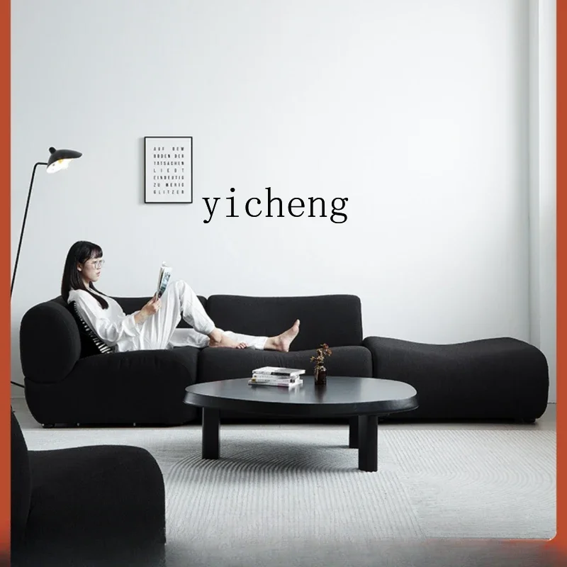 1 Furniture Module Sofa Mid-Ancient Style Small Apartment Living Room Tofu Block Black Retro Fabric