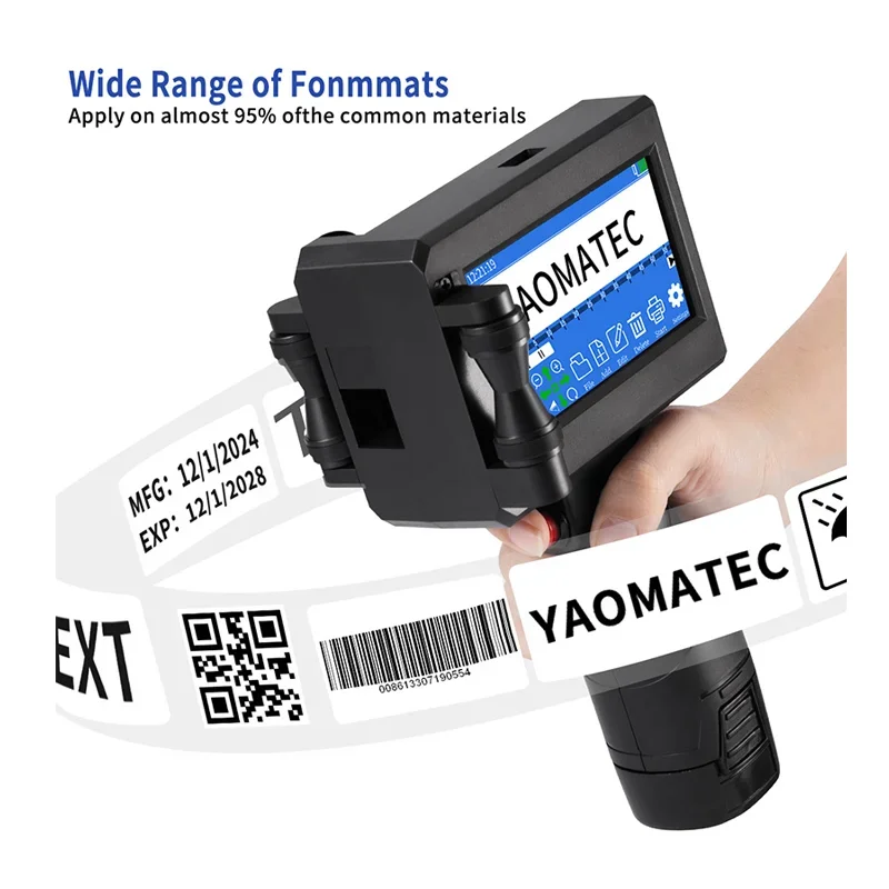 Imagem -02 - Yaomatec-impressora Portátil a Jato de Tinta Cartucho Preto Validade Processador de Núcleos 28 Idiomas Código Bidimensional S1730 127 mm