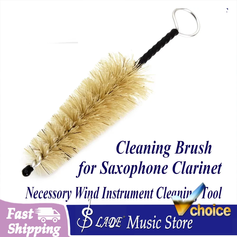 Saxophone Mouthpiece Brush Natural Bristles Multifunctional Cleaning Brush for Sax Clarinet Flute Wind Instrument Maintenance