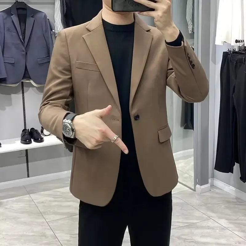 Brown Plus Coat Men\'s Suit Jackets Big Size Oversize Male Blazer Party Fashion 2024 Fashionable Vintage Elegant Premium