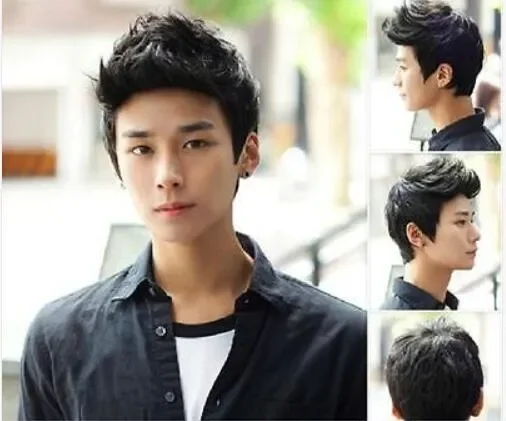 free shipping Korean Men Boys With Short Black Hair Wig