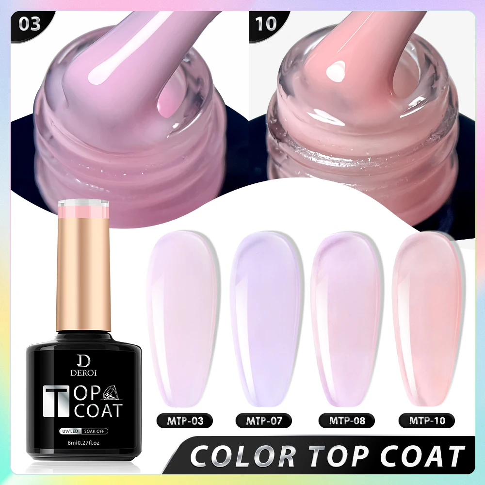 CNails No Wipe Gel Top Coat Glitter Solid Toppcoat Matte Nude Top Coat Auroral Smalto Soak Off Flake UV Gel Polish Nail Art 8ml