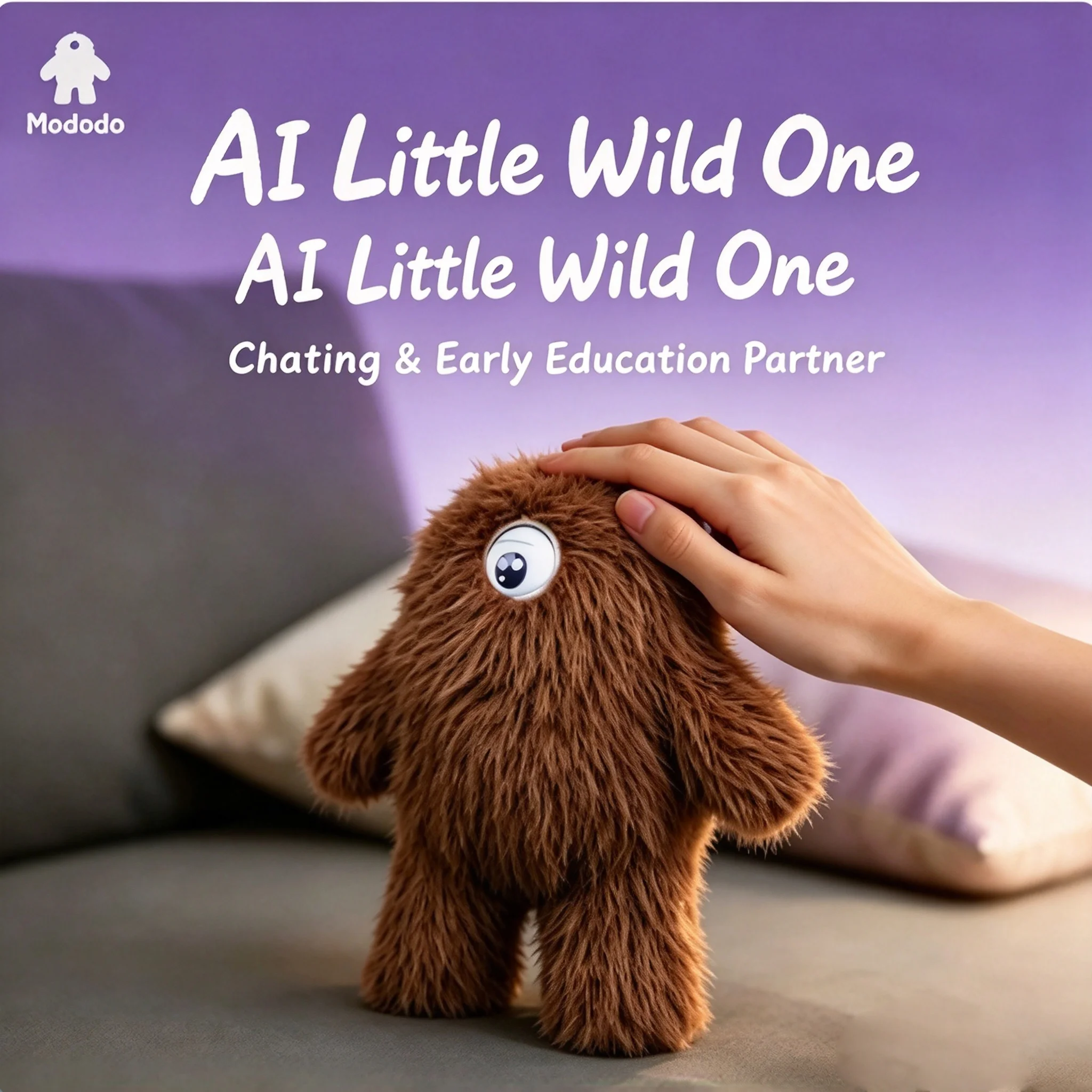 Mododo AI Little Wild One Plush Toy One-eyed Monster Interactive Talking Doll Kids Early Education Companion USB Rechargeable Gi