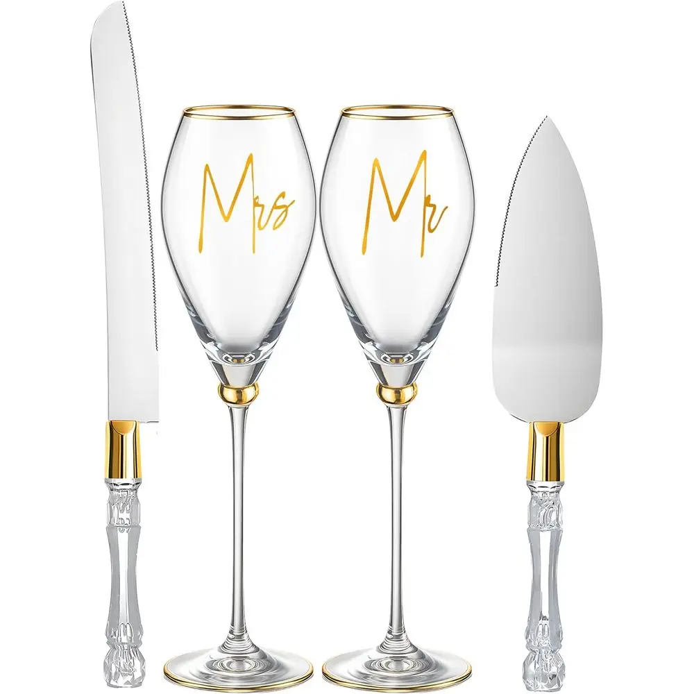 

Набор для свадебного торжества: нож для торта и бокалы для шампанского, цилиндрические фужеры для тостов, набор для нарезки торта на помолвку
