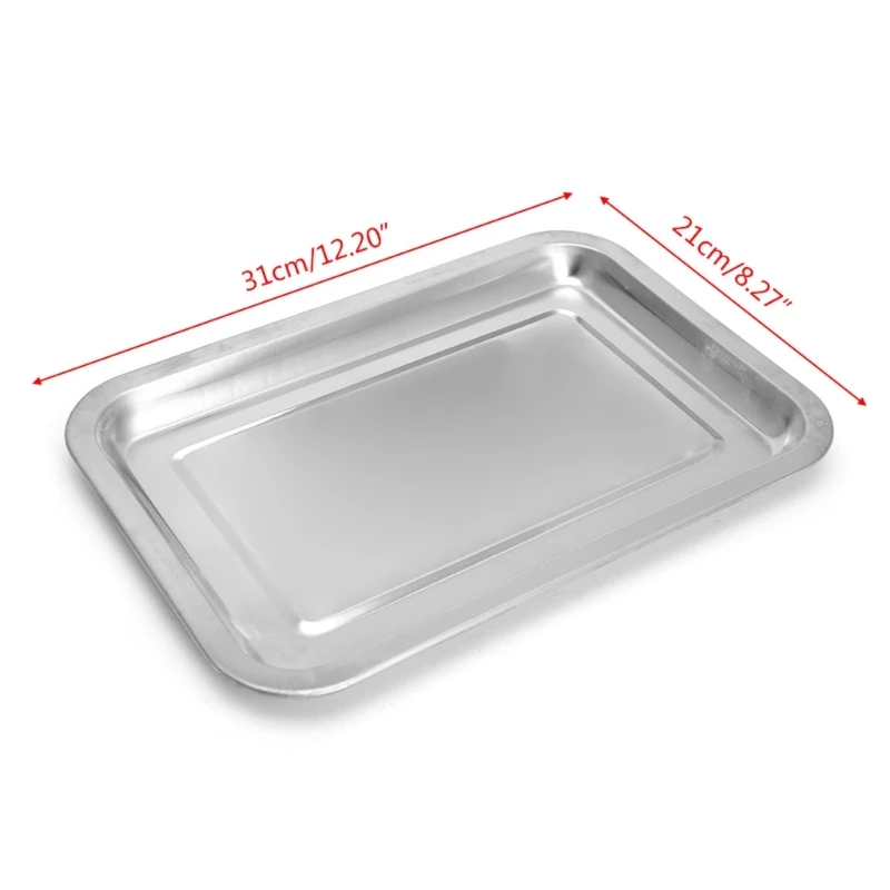 Stainless Steel Rectangular Plate Barbecue Grilled Fish Tray BBQ Food Container