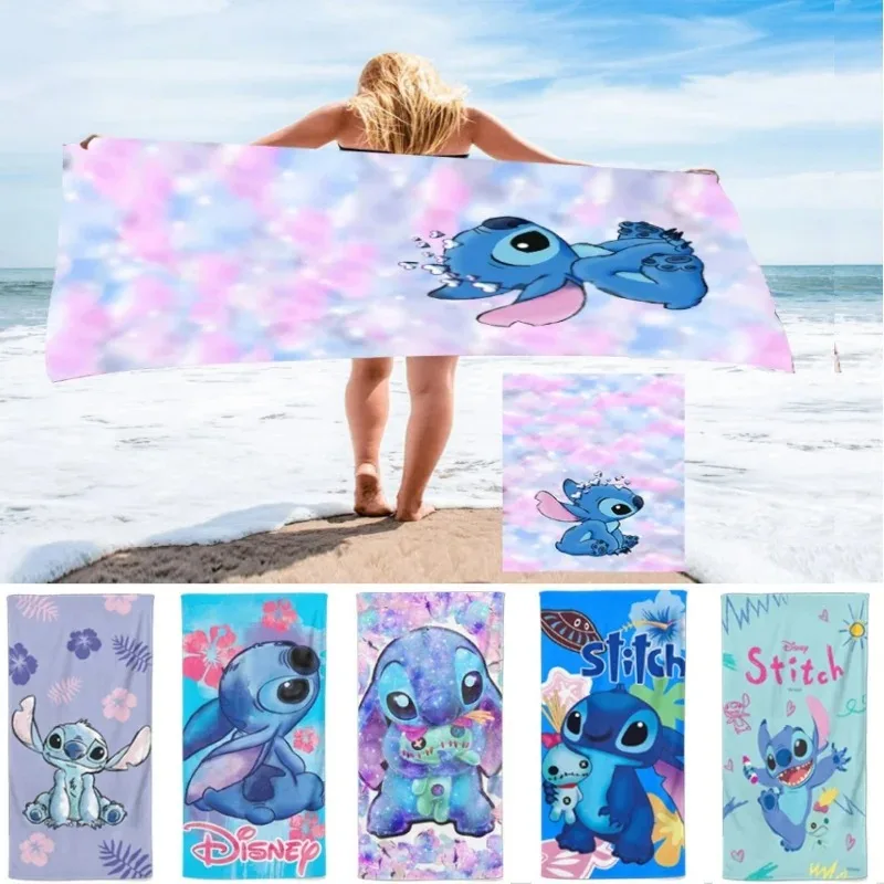 Lilo & Stitch Cartoon Bath Towel Anime Figures Kids Beach Towel Summer Swim Shower Washcaloth Bathroom Supplies Casual Simpl