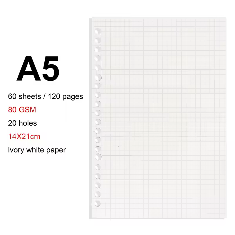 A4/B5/A5 Loose Leaf Refill Binder Notebook Blank/Line/Grid/Cornell Replacable Metal Ring Office&School Supplies Stationery - Image 9
