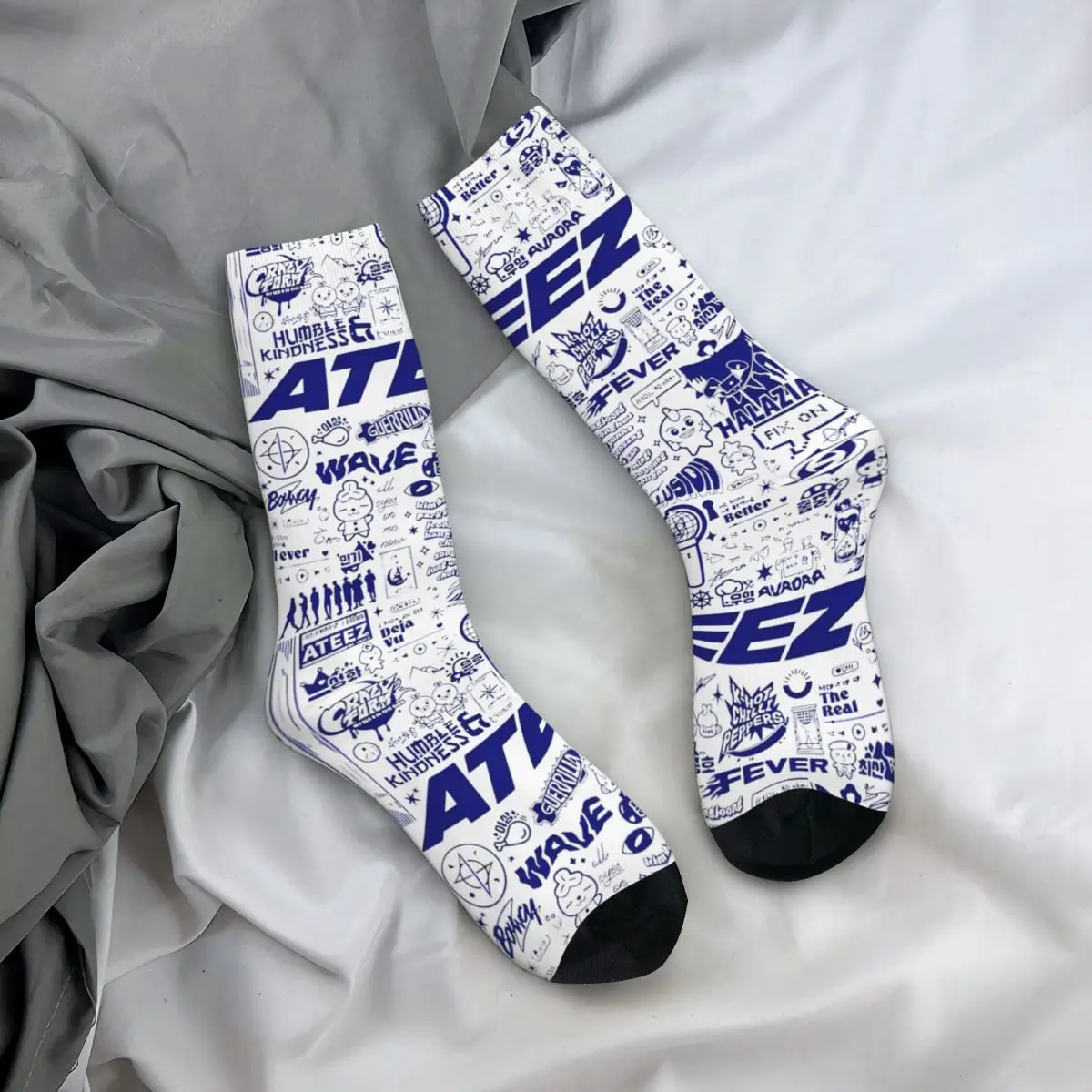 Happy Funny Male Men Socks Harajuku Vintage Ateezed Music Sock Polyester Kpop Idol Sport Women Socks Spring Summer Autumn Winter