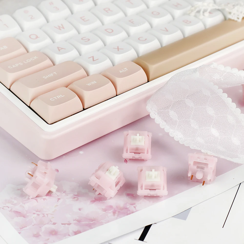 MMD Princess Silent Pink Switch 5 Pin Linear 32g Switches 21mm Spring Lubricated LY PC Mechanical Keyboard Switch Type Fast Mute