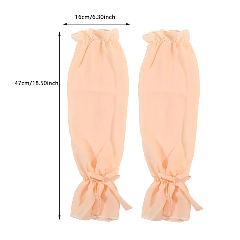 Fashionable Solid Summer Ice Sleeve Women's Sun Arm Cover with Chiffon Bow Accent, Loose Protective Garments