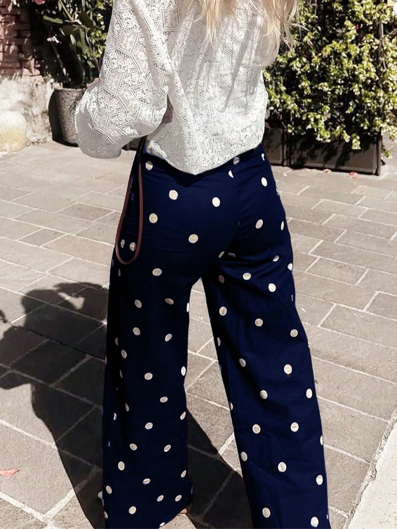 Women's Y2K Style Versatile Comfortable Zipper Polka Dot Straight Leg Pants All-Season Fashionable Trousers