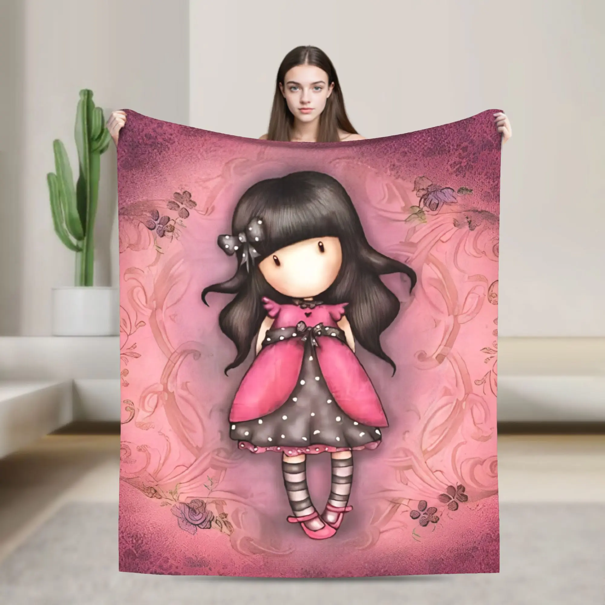 S-Santoro G-Gorjuss Blankets Velvet Doll Lightweight Thin Throw Blankets for Home Couch Bedroom Quilt