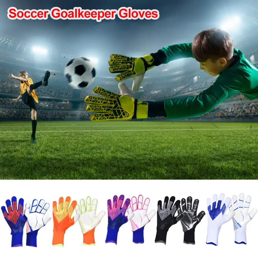 

Kids Adults Thicken Latex Goalkeeper Gloves Goalie Gloves Football Soccer Anti-slip Protection Soccer Children Goalie Gloves