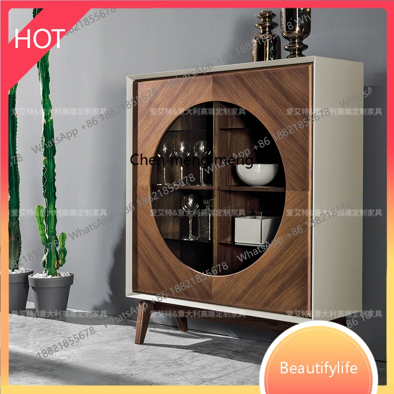 

M26 Color matching side cabinet round glass door Italian minimalist wine cabinet luxury living room decoration high cabinet