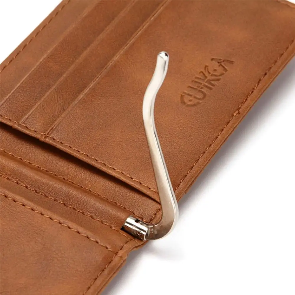 Mini PULeather Short Wallet Ultra-thin Card Holder Credit Card Case Money Clips Anti theft Swipe ID Card Pack Men