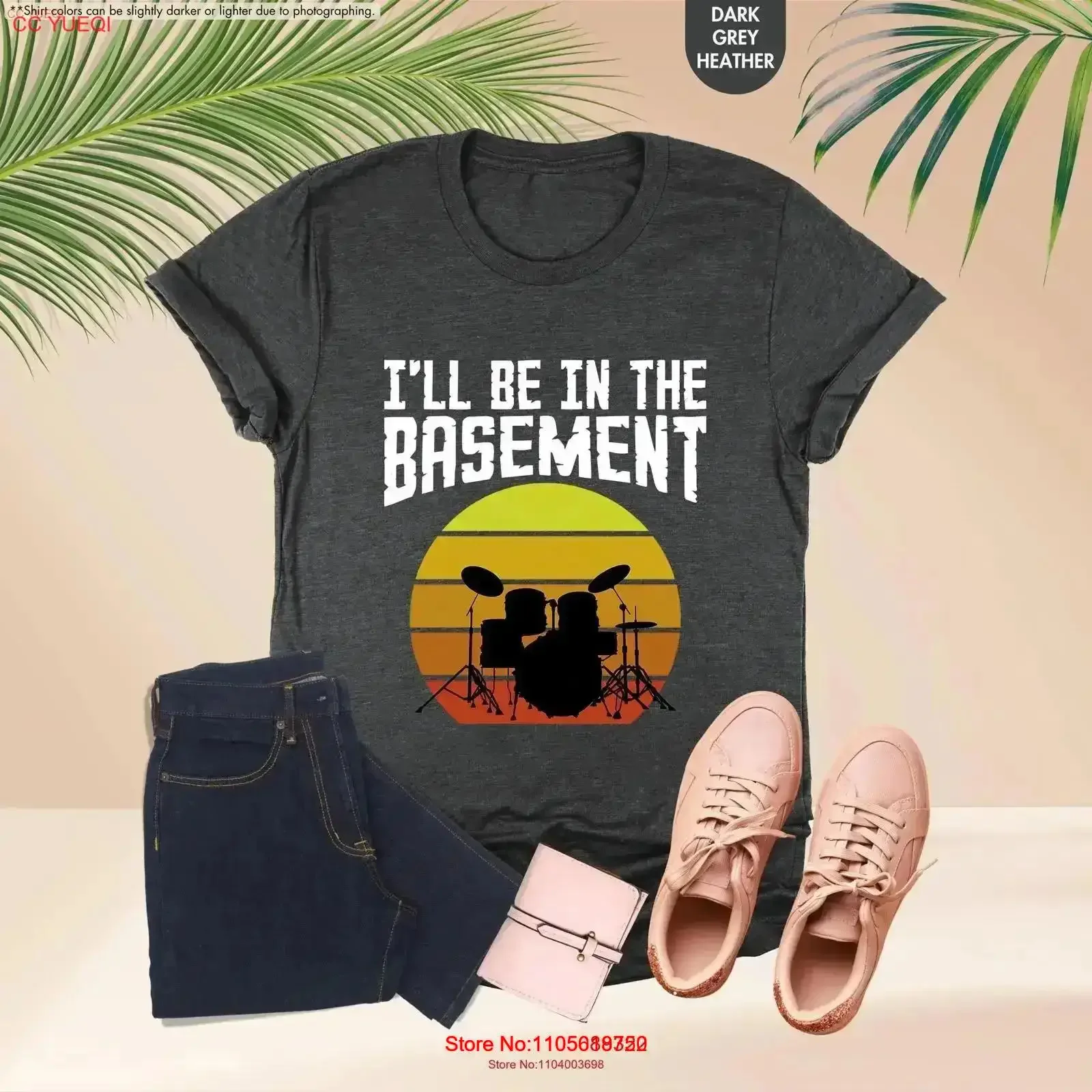 I'll Be In The BasemenT T Shirt Drummer s Dad Drum Music Band Drumming For Him vintage Washed Soft Top Everyday Wear vintage