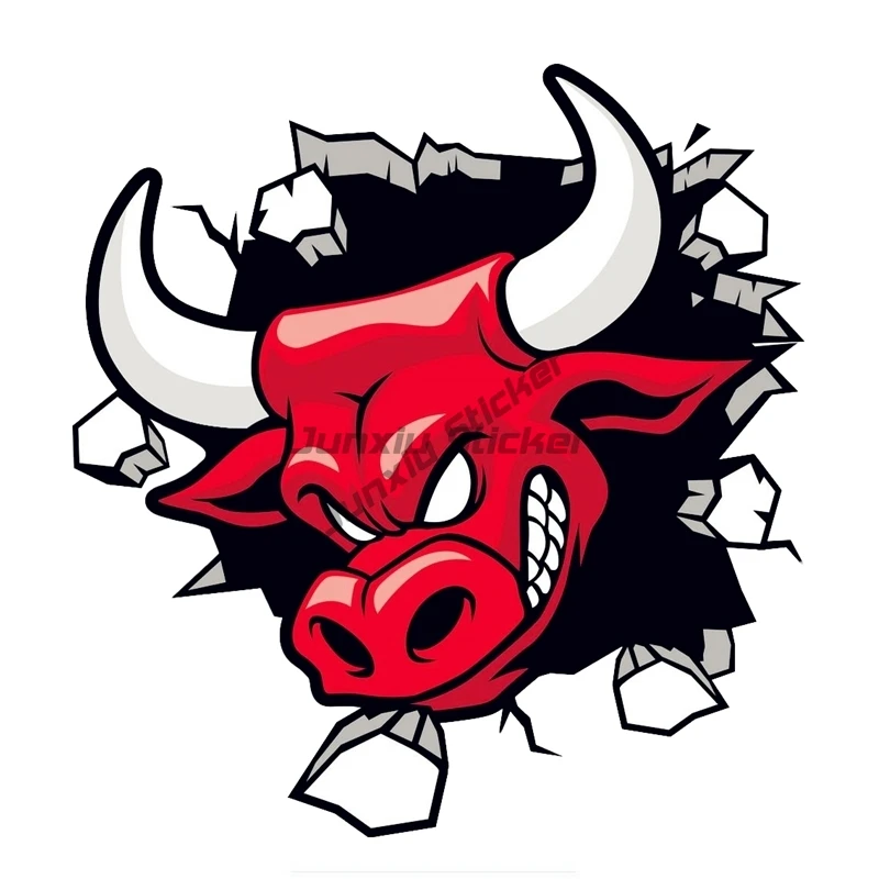 Vinyl Decal Car Sticker Angry Bulls with Circle Waterproof Auto Decors Without Background Car Stickers