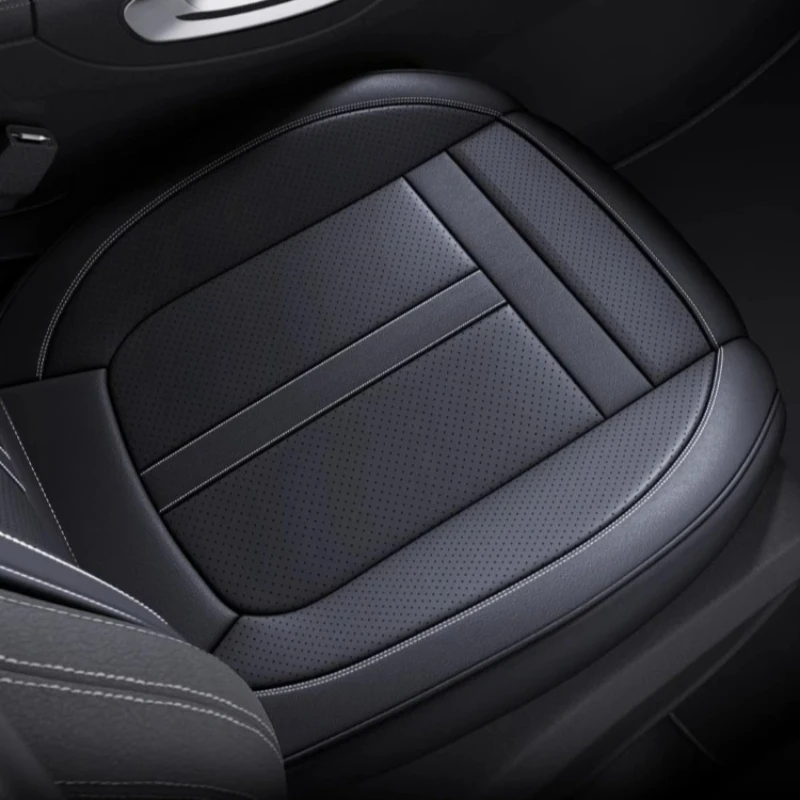 Nappa Leather Car Seat Cover Anti-Slip and Full Wrap Driver Car Seat Protector Mat Front Bottom Car Seat Cushion Cover