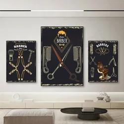 Vintage Barber Tools Poster Country Style Haircut Canvas Art for Barber Shop Hair Salon Living Room Decor HD Wall Art Picture